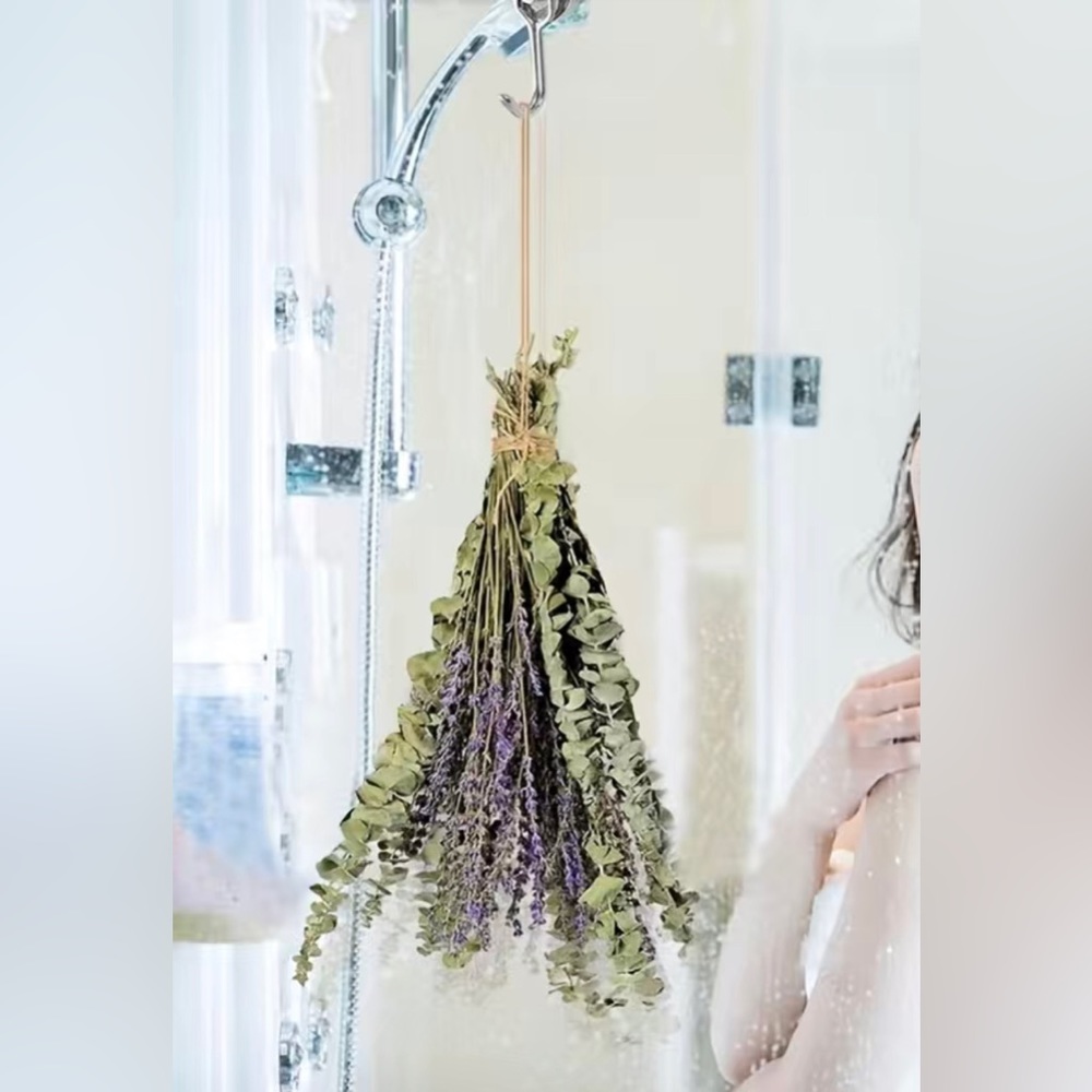 15pcs, Dried Eucalyptus Stems & Lavender Flowers Bundle For Shower (16.5''),